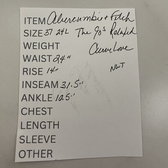 Abercrombie & Fitch The 90s Relaxed Jeans Plus Size 37/24L Light Wash Cuffed NEW - Picture 11 of 11